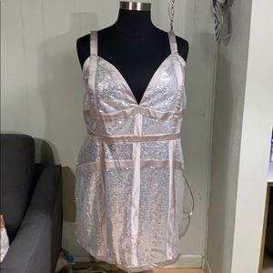 Silver sequin dress.